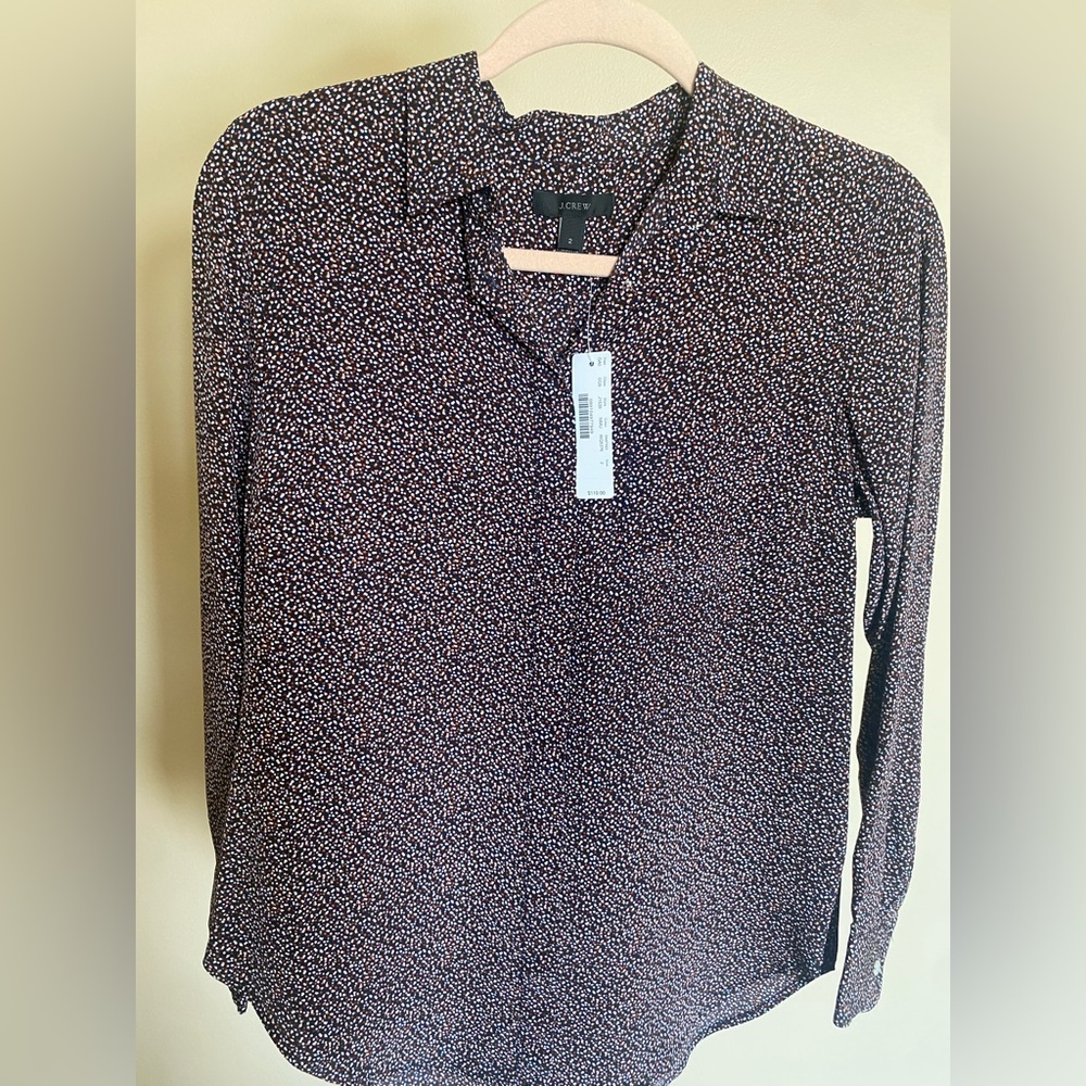 J. Crew NWT Silky Mini Dot Blouse